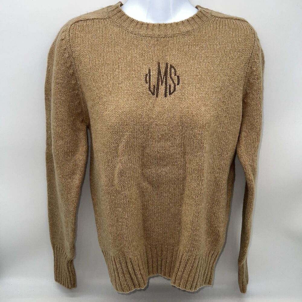 VTG Dead Stock 80s Women's Sweater Hunters Run Wool Monogramed Preppy Jumper-M